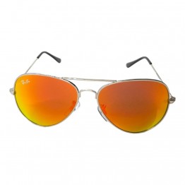 Солнцезащитные очки 3026 R.B стекло Глянцевое Серебро/Оранжевое Зеркало/Зеленый 5-5