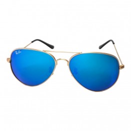 Солнцезащитные очки 3025 R.B стекло Матовое Золото/Бирюзово-голубое Зеркало 36-8