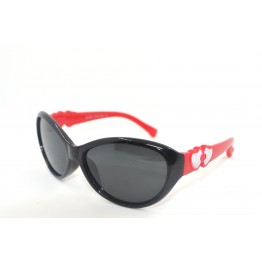 Дитячі полчрізовані сонцезахисні окуляри 8021R (неломайки) Чорний/Червоний