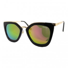 Солнцезащитные очки 53 PR Черный Глянцевый/Розово-Зеленое Зеркало